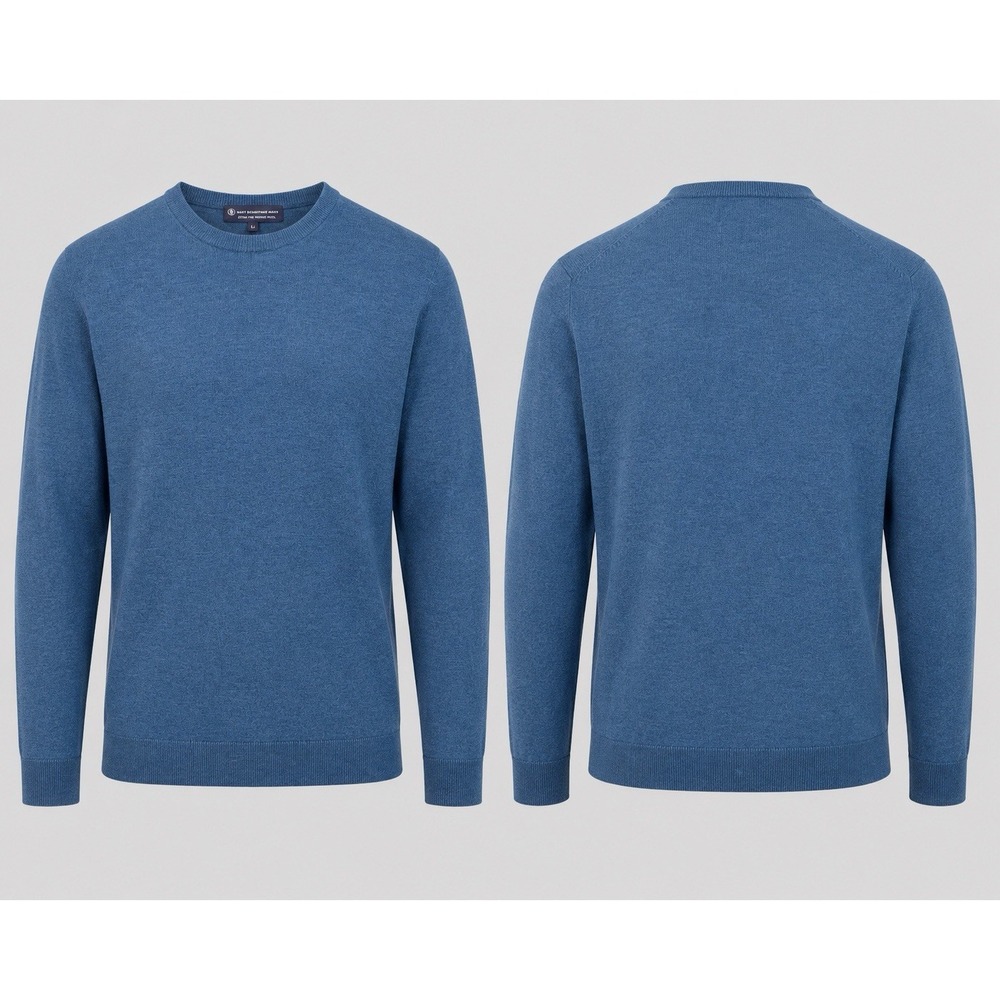 Hart Schaffner Marx Sweater Men  L TEAL  XTRA Fine Merino Wool Crewneck Pullover